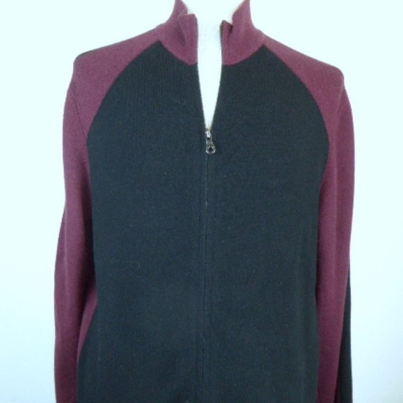 METROPOLITAN VIEW for BLOOMINGDALES black zip 100% CASHMERE Cardigan sweater XL